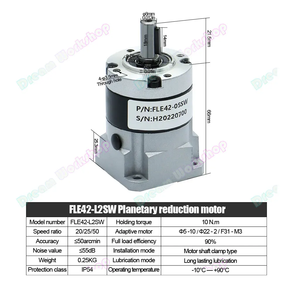 Imagem -05 - Caixa Planetária de Alta Precisão Redutor de Velocidade para Nema17 42 Relação Motor Stepper 10 20 25 50 Entrada mm Saída 8