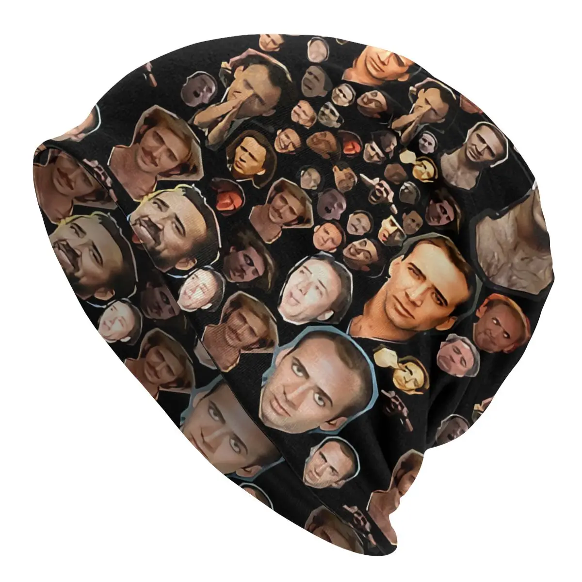 Faces Pattern Nicolas Aesthetic Cap Warm Hip-hop Beanie Street Punk Gothic Hats Streetwear