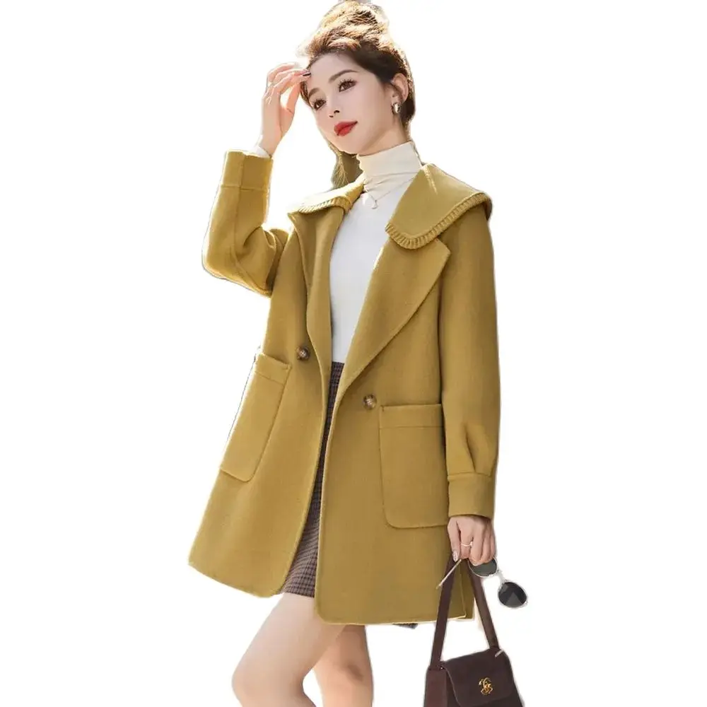 

Double-sided Cashmere Temperament Coat in Autumn And Winter Women's Long Section 2024 High-grade Fashion Wool Woolen CoatWbmens