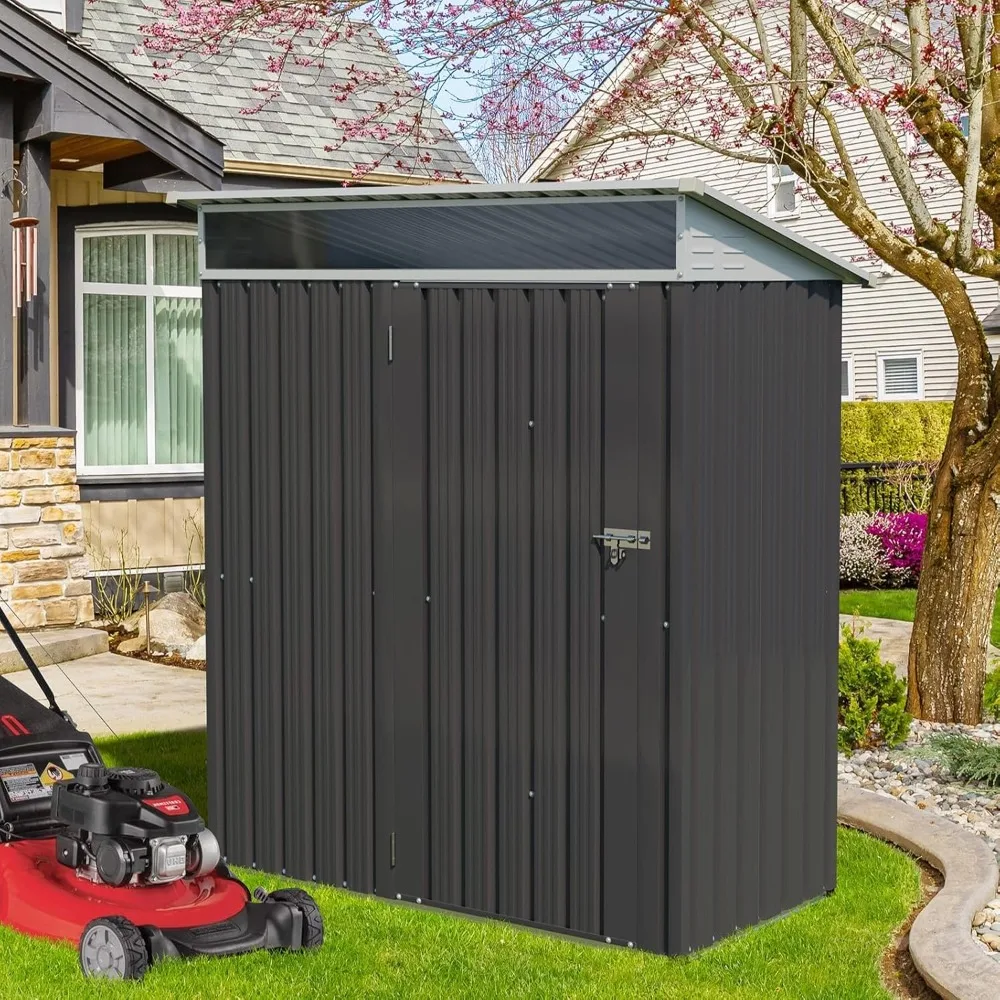 

5 x 3 FT Outdoor Storage Shed, Metal Shed Small Garden Tool Storage Shed with Large Window and Lockable Door for Outside Backya