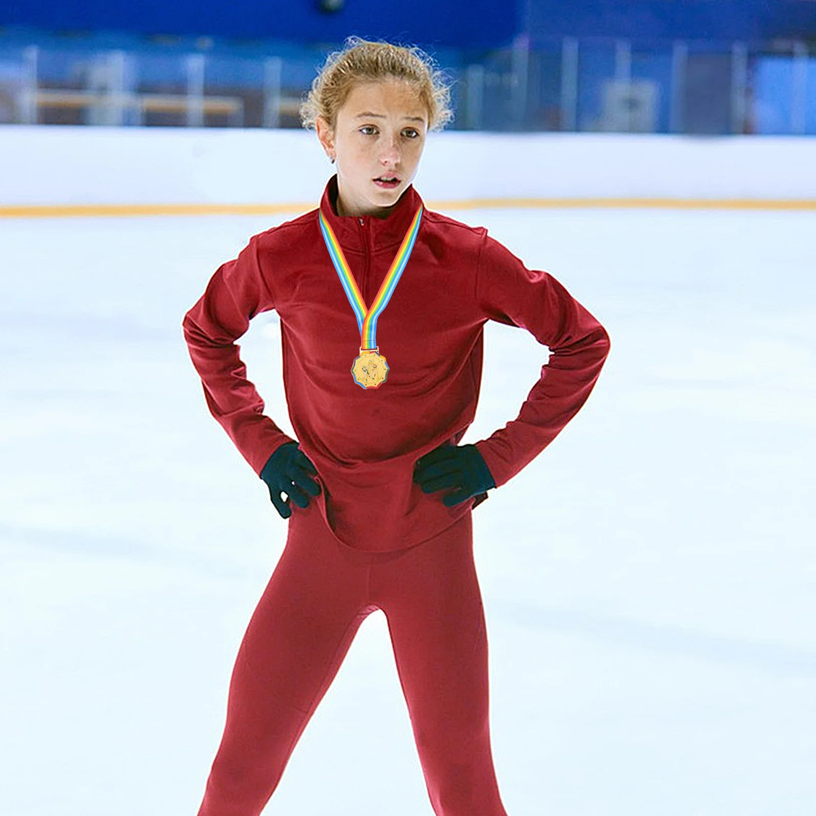 

Золотые медали с наградами на коньках, легкие призы с лентой на шею для детей, награды за победителем по катанию на коньках, Золотая табличка с наградами