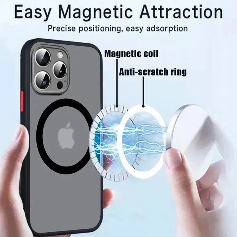 Luxury Armor Matte For Magsafe Magnetic Wireless Charging Case For iPhone 18 17 16 15 14 13 12 11 Pro Max Mini Shockproof Cover