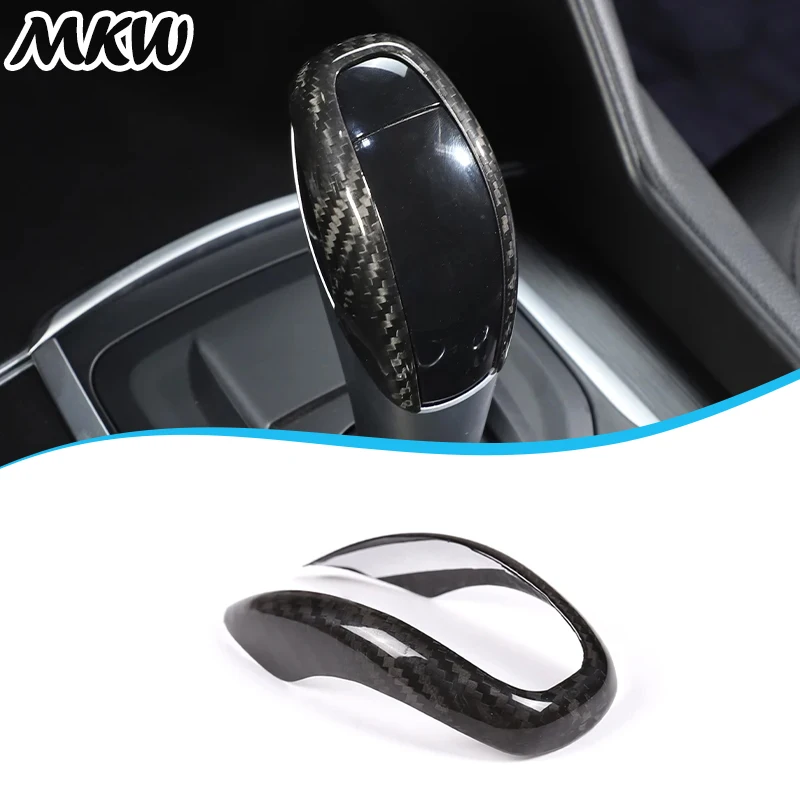 For Alfa Romeo Giulia Stelvio 2017-2019 Real Carbon Fiber Car Gear Shift Head Frame Cover Trim Car Interior Accessories