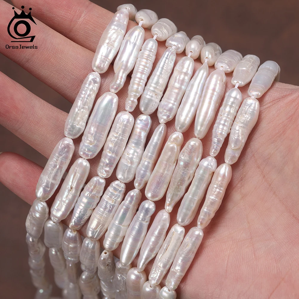ORSA JEWELS 100% Natural Freshwater Pearl Wholesale 5x20mm AAA High Quality Threaded Pearl for Jewelry Making DIY Bracelet PP4