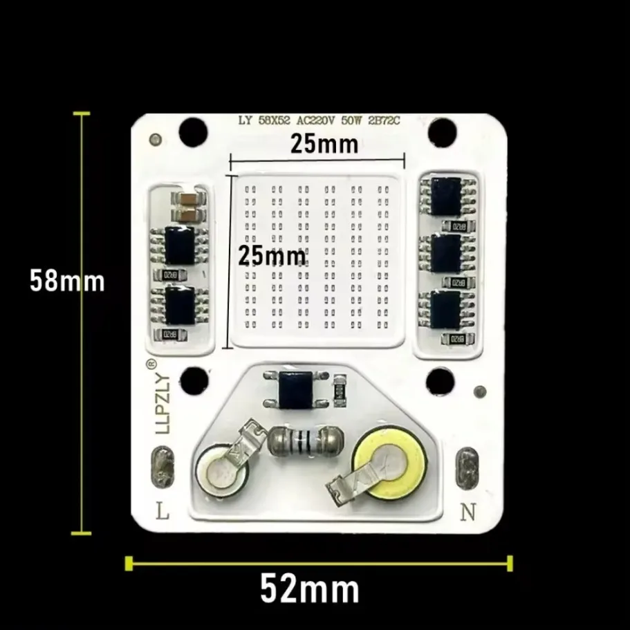 50W COB Źródło światła AC 220V Smart IC Bez potrzeby sterownika DIY Światło halogenowe COB LED Chip Lampa do oświetlenia zewnętrznego Żarówka LED