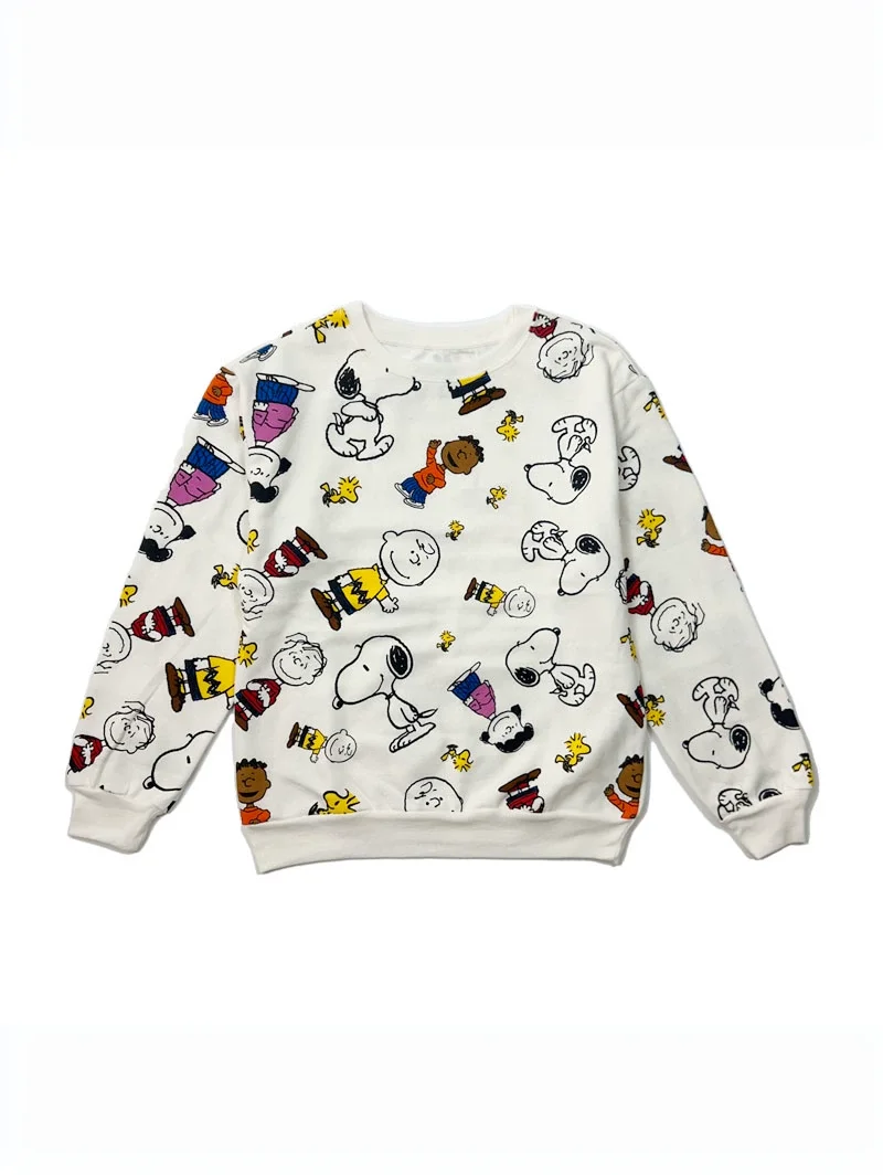 Spring Autumn 2023 round Ne Hoodie Thin Fce Loose Casual Slimming Women's Cartoon Print Sweatirt Cotton Polyester Blend