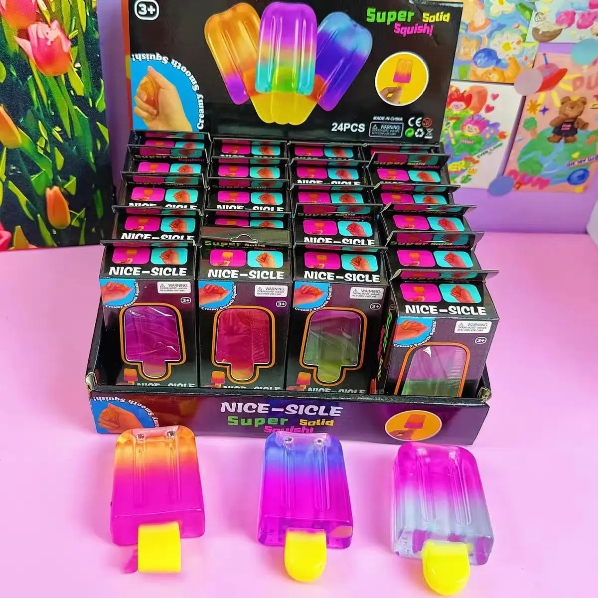 

Schylling Needoh popsicle blind box Cube Sensory Stress Relief Squishy Cube Anti-Anxiety Squeeze Object for birthday gift toy