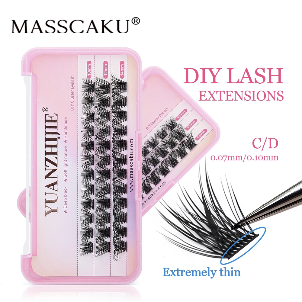 

Wholesale YUANZHIJIE 3 Rows Individual Cluster Lash Mix 10/12/14mm DIY Lashes Extensions Soft DIY Fake Eyelashes Easy to Grip