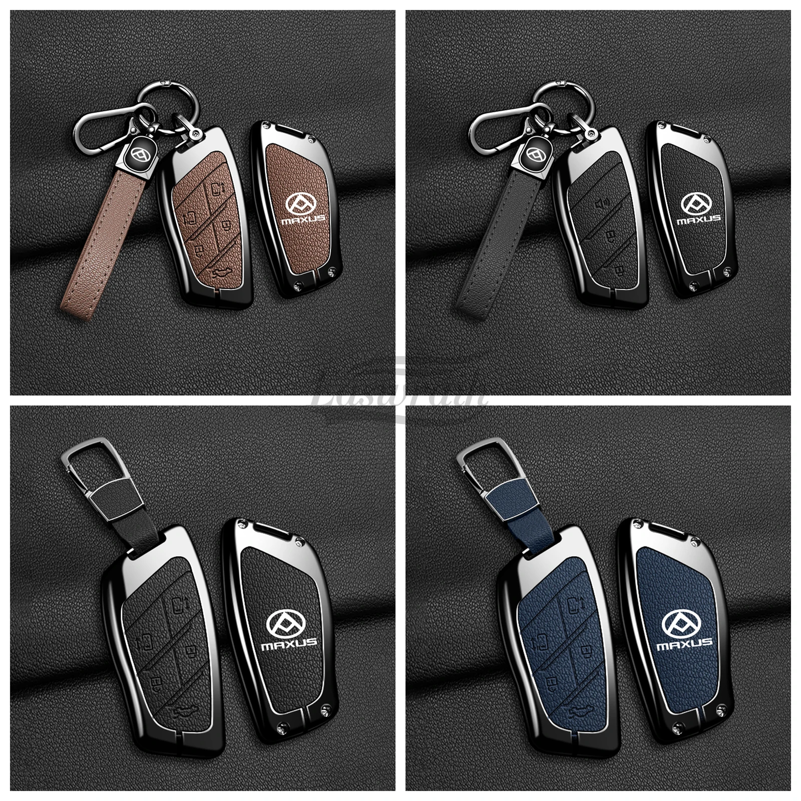 Car Zinc Alloy Leather Key Case Cover Holder Chain For MAXUS G90 MPV MIFA 9 2022 Smart Fob Key Interior Protective 3/5Buttons