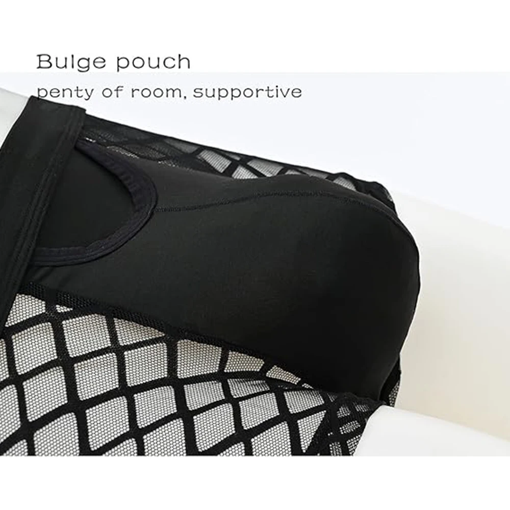 Zonbailon Men’s Underwear Sexy Mesh See Thru Boxer Briefs Breathable Lace Shorts for Men with Open Fly Pouch