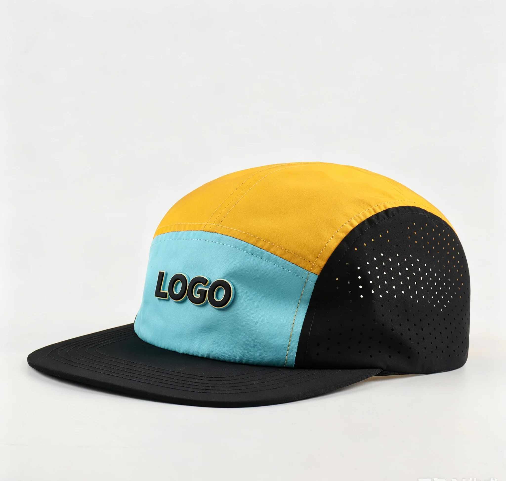 High Quality Custom Unstructured Low Profile 5 Panel Hat Lightweight Breathable Flat Brim Camping Cap Wholesale