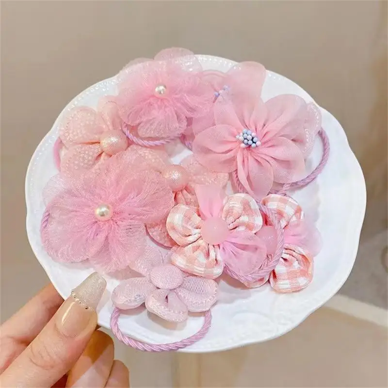 Childrens Cute Colorful Flower Hairbands Childrens Mesh Flower Hairbands To Tie Hair Without Damaging The Hair Rubber Band