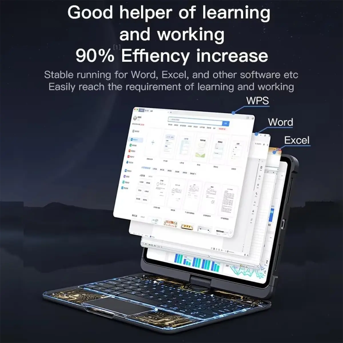 حافظة لوحة مفاتيح لوحة اللمس لجهاز iPad 11/13 بوصة الكل في واحد لوحة التتبع لوحة المفاتيح السحرية Ipad Air 6 Pro M4 مقاومة للسقوط 360 °   دوران