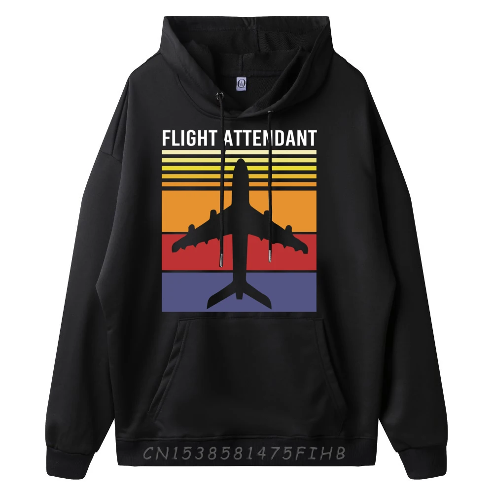 Retro Cabin Crew Flight Attendant Airplane Camisetas Graphic Pullover Hoodies Printed On Man Hooded Shirt