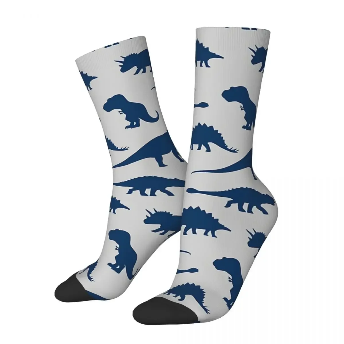 Funny Crazy Sock for Men Blue Herd Hip Hop Harajuku Dinosaurs Happy Pattern Printed Boys Crew Sock Casual Gift