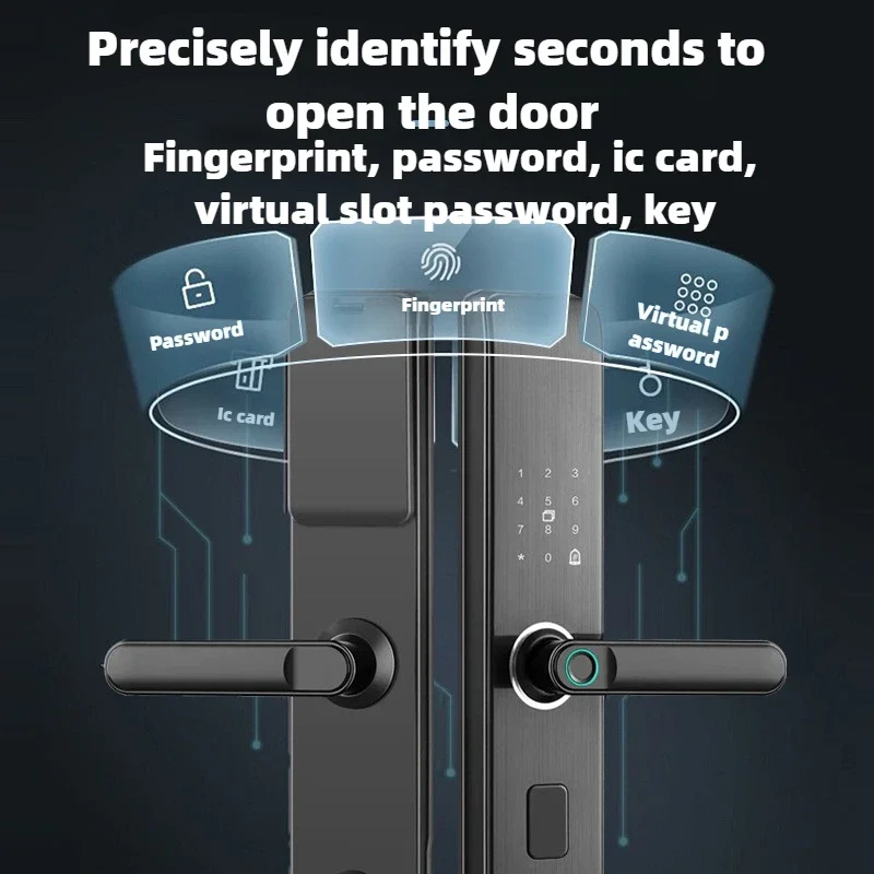 Tuya Wifi elektronisch slim deurslot met biometrische vingerafdruk / smartcard / wachtwoord / sleutelontgrendeling met Bluetooth