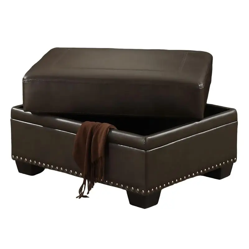 

Multi-Functional Dark Brown Leather Ottoman Footrest & Seat for Living Room