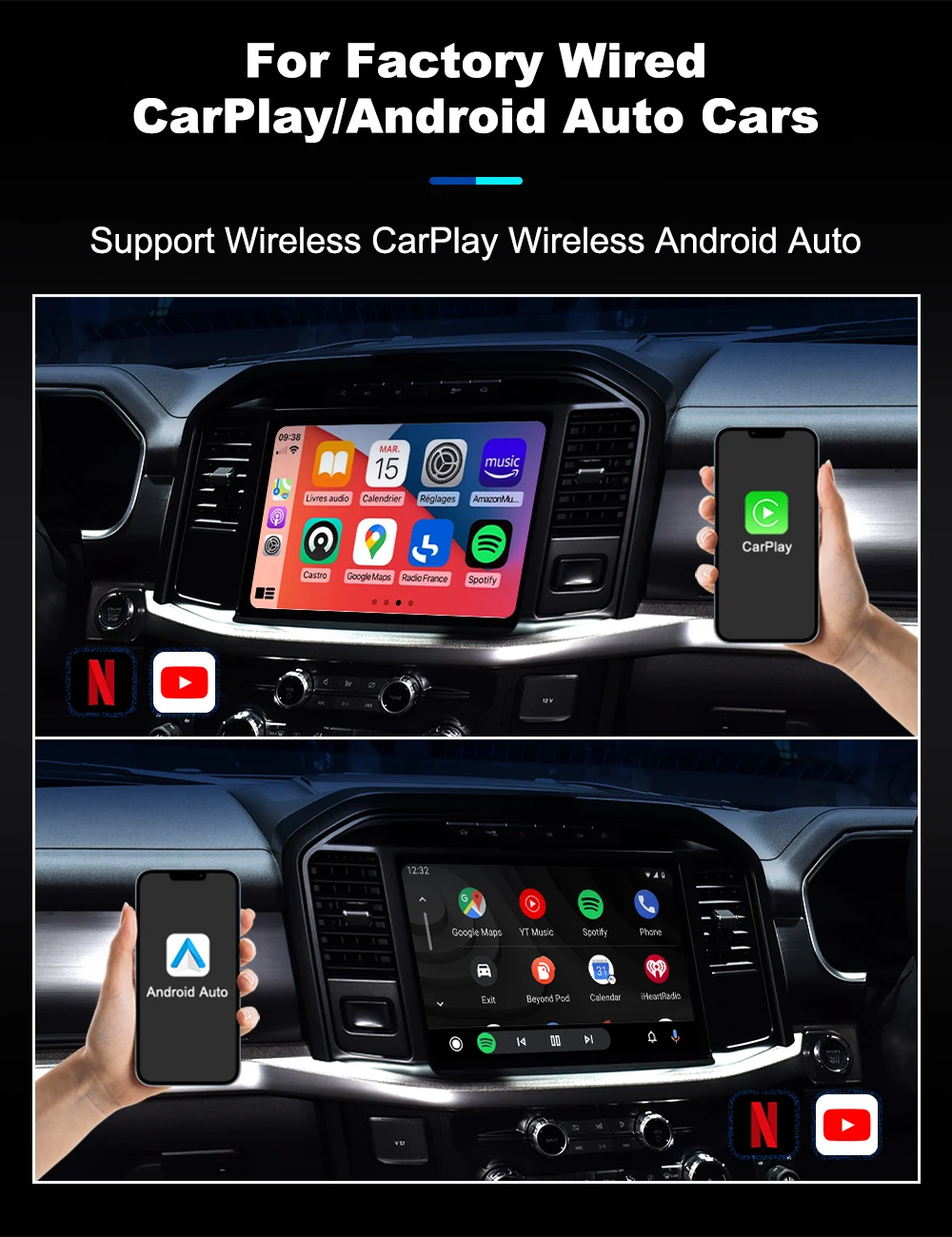 iHeylinkit CPA7 Carplay AI Box Wired to Wireless Android Auto 3 in 1 Adapter Support Video Software Google Play Plug And Play