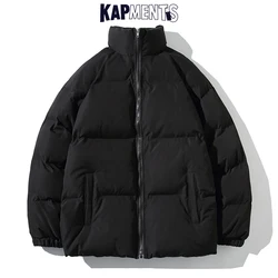 KAPMENTS-Chaqueta de plumas Harajuku para hombre, Parka cálida sólida, ropa de calle japonesa, abrigo de burbujas de moda coreana, invierno, 2023