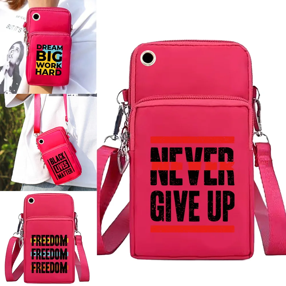 Universal Mobile Phone Bag Shoulder Crossbody Bags Wallet Sport Arm Purse Women Clutch Phone Pouch Wrist Pack Word Pattern