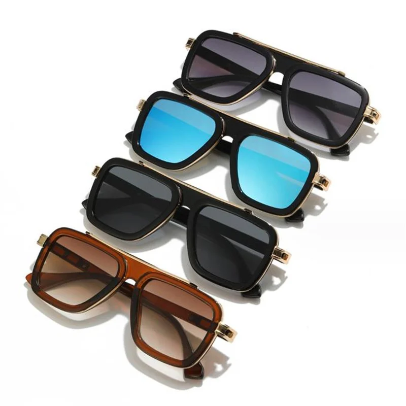 Punk Sunglasses Men Square Sun Glasses Personality Single Beam Adumbral Anti-UV Spectacles Retro Eyeglasses Ornamenta