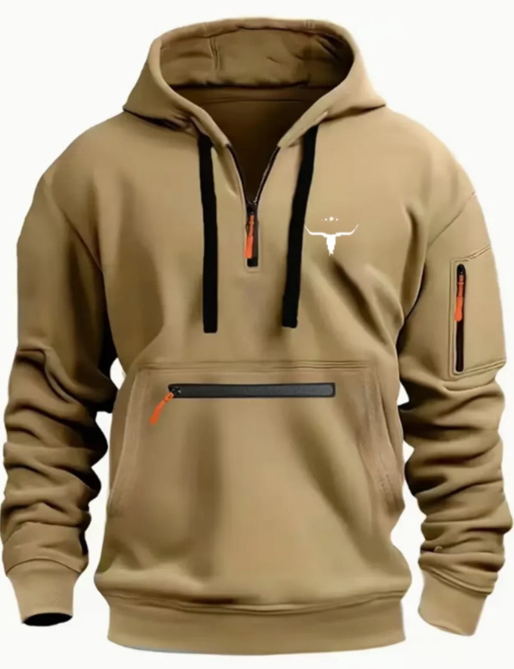 2025, Herbst-Winter-Herrenmode, Outdoor-Langarm-Hoodie, Kapuzenpullover, um einfarbiges Oberteil mit Reißverschluss zu schaffen