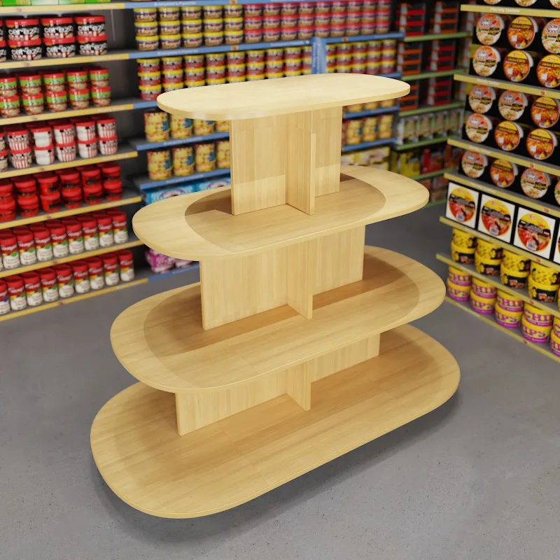 Multifunctional Shelf Bank Gift Display Rack Shoe Display Stand Supermarket Stack Head Rack Round Middle Island Cabinet