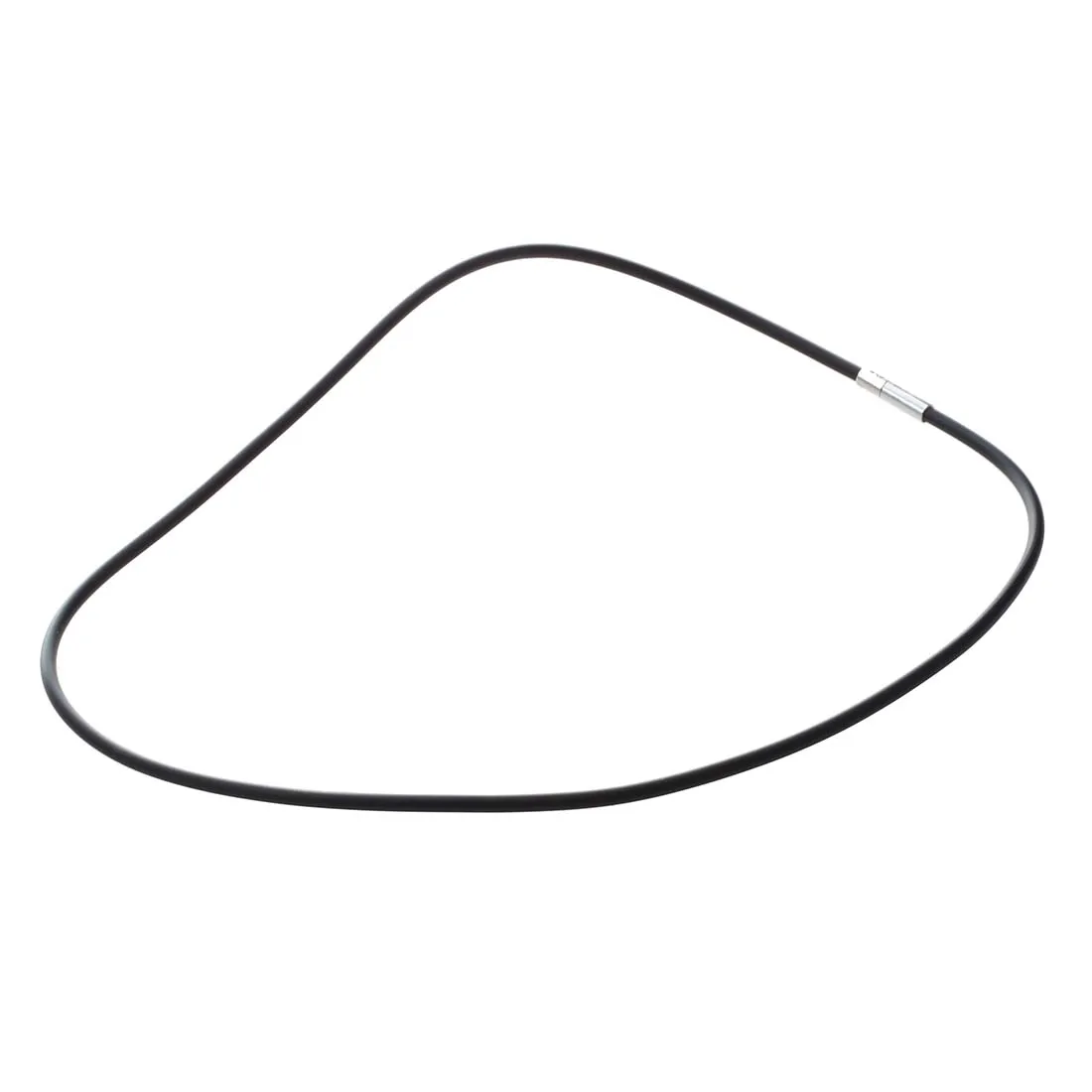 19.75 Inch 3mm Fashion Rubber Cord Necklace with Stainless Steel Closure - Black