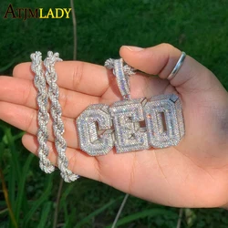 2025 New Bling Shadow CEO Letters Custom Initial Name Necklace Pendant Iced Out 5A Cubic Zircon Hiphop Cool Jewelry For Men Boy