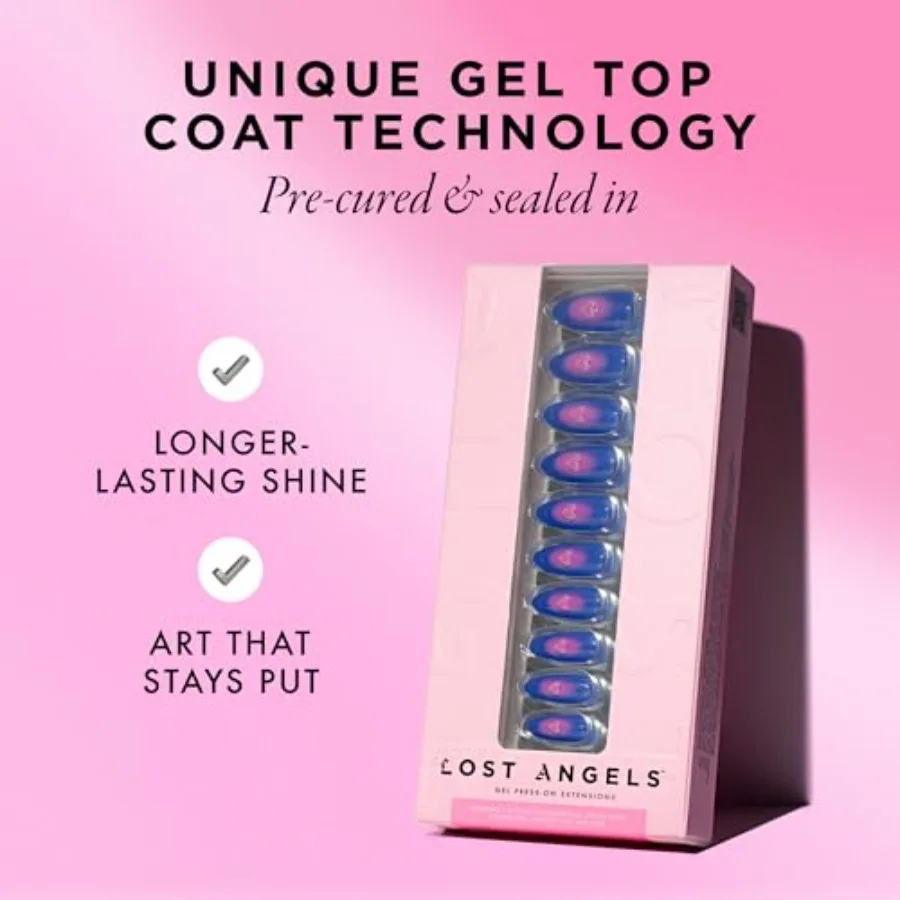 3D-Nägel zum Aufdrücken mit Herzanhänger-Design in Blau und Rosa für elegante Gel-Kunst, perfekt für besondere Anlässe, den täglichen Gebrauch oder