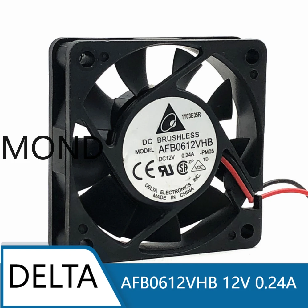 

AFB0612VHB Delta 12V 0.24A 6015 Ball Bearing High Air Volume High-speed 6CM Thin Cooling Fan