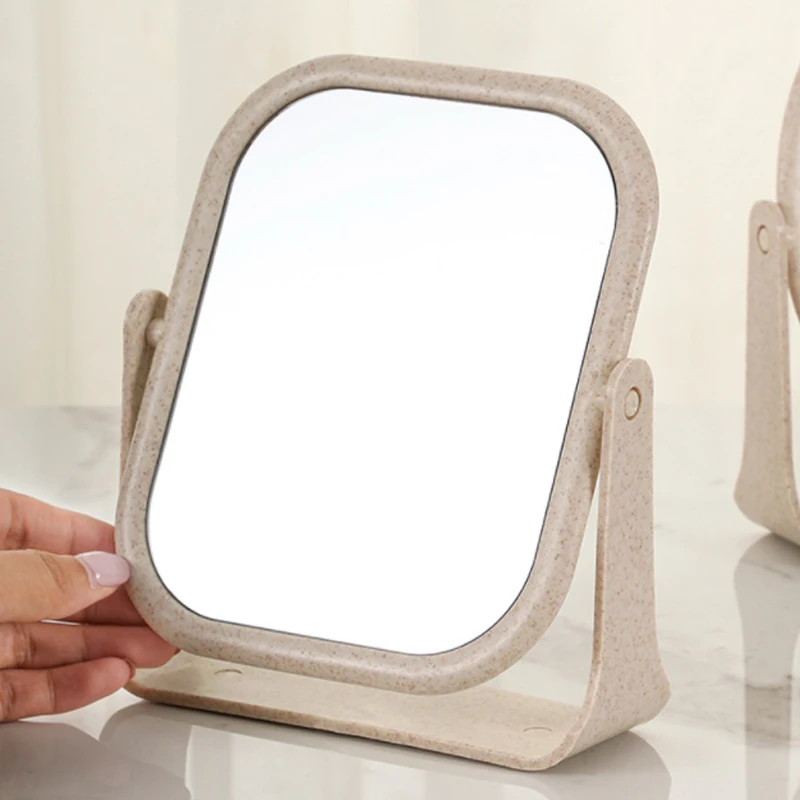 Square Makeup Mirror - 360° Swivel, HD Double Sided Vanity Mirror for Dorm and Bedroom with Swivelling Tabletop Vanity Mirror