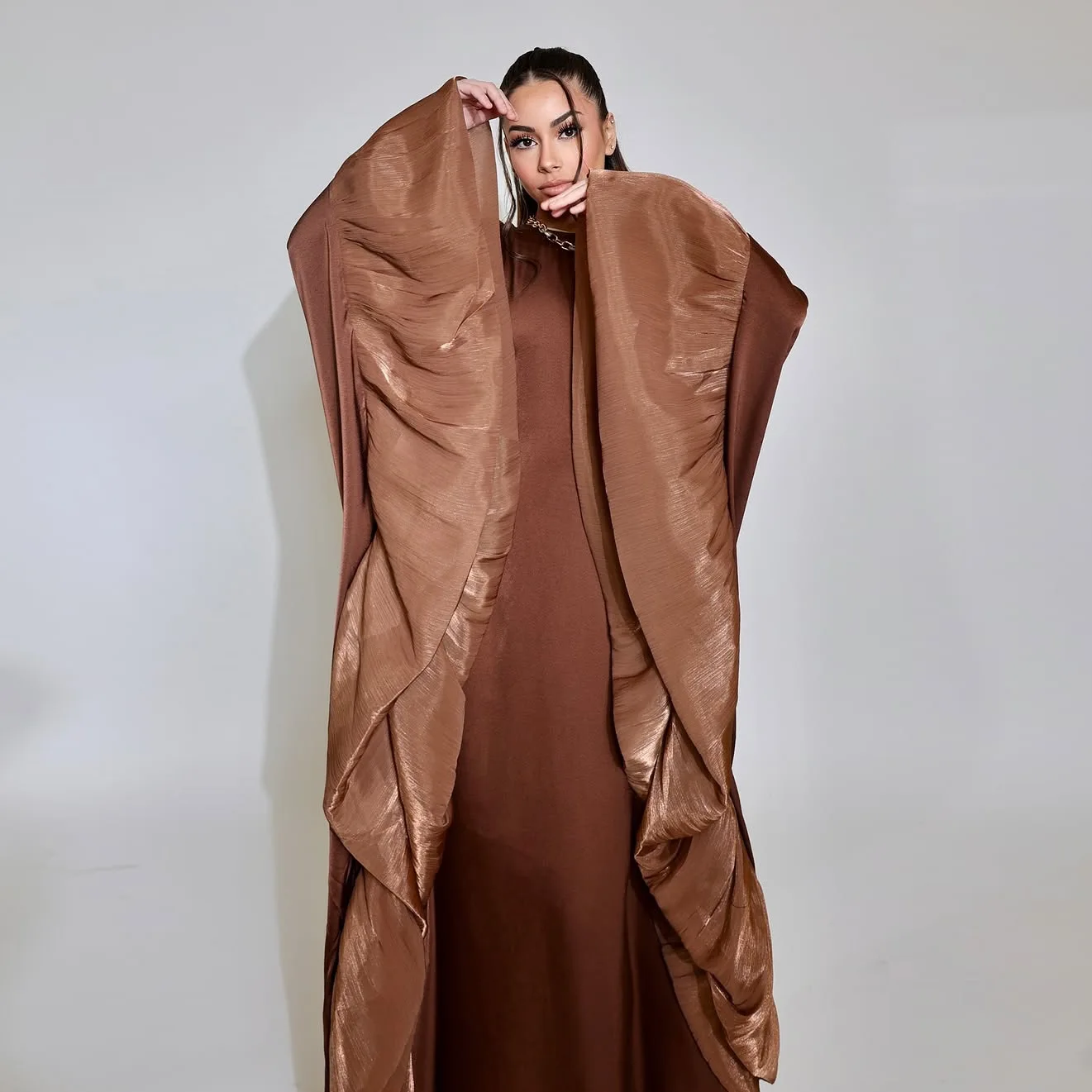 Satin Muslim Women Luxury Dubai Abaya Dress Modest Ramadan Arabic Robe Kaftan Turkey Islam Clothing Eid Kebaya Caftan Marocain
