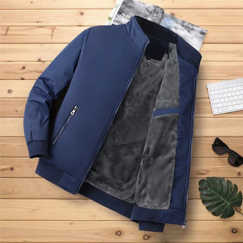 

LIBIELIY Winter Men's Jacket Coat Thick Stand Collar Parkas Men Outerwear Casual Warm Fleece Cotton Male Jackets Mens Clothing