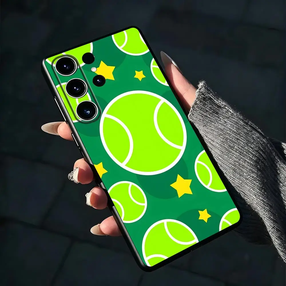 Tennis racket Phone Case For Samsung Galaxy S26 S25 S24 S23 S22 S21 S20 Plus Ultra Fold A Soft Black