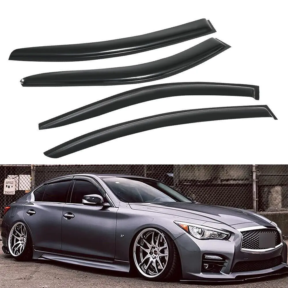 For Infiniti Q50 2014-2024 Window Visor Vent Sun Rain Guards Deflector Black
