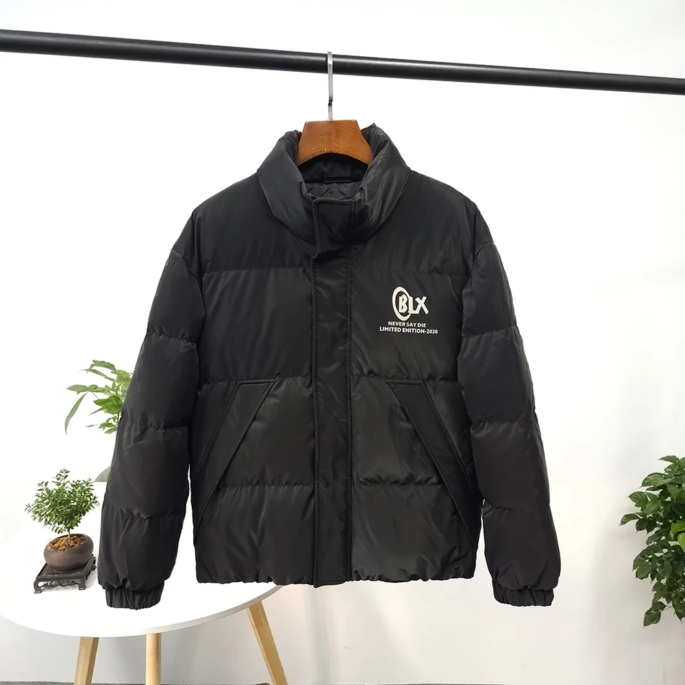 

Thiened High Fluffy! Windproof Warm! Men's Winter Faion Stand Collar Letter Print down Jaet Hong Da Brand Du down Fil...