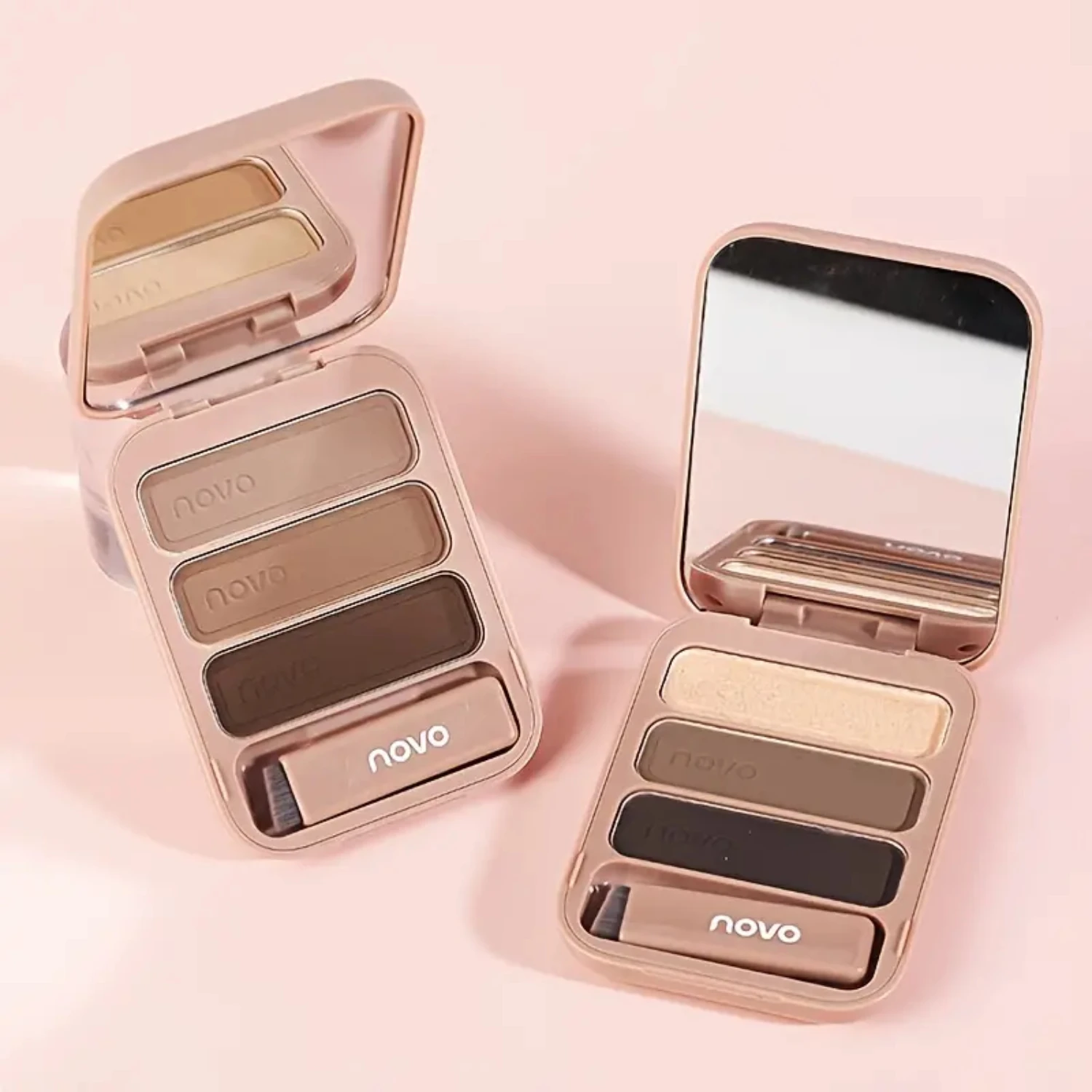 Waterproof Long-Lasting 3 Color Eyebrow Powder Palette Set with Brush and Mirror, Easy to Color