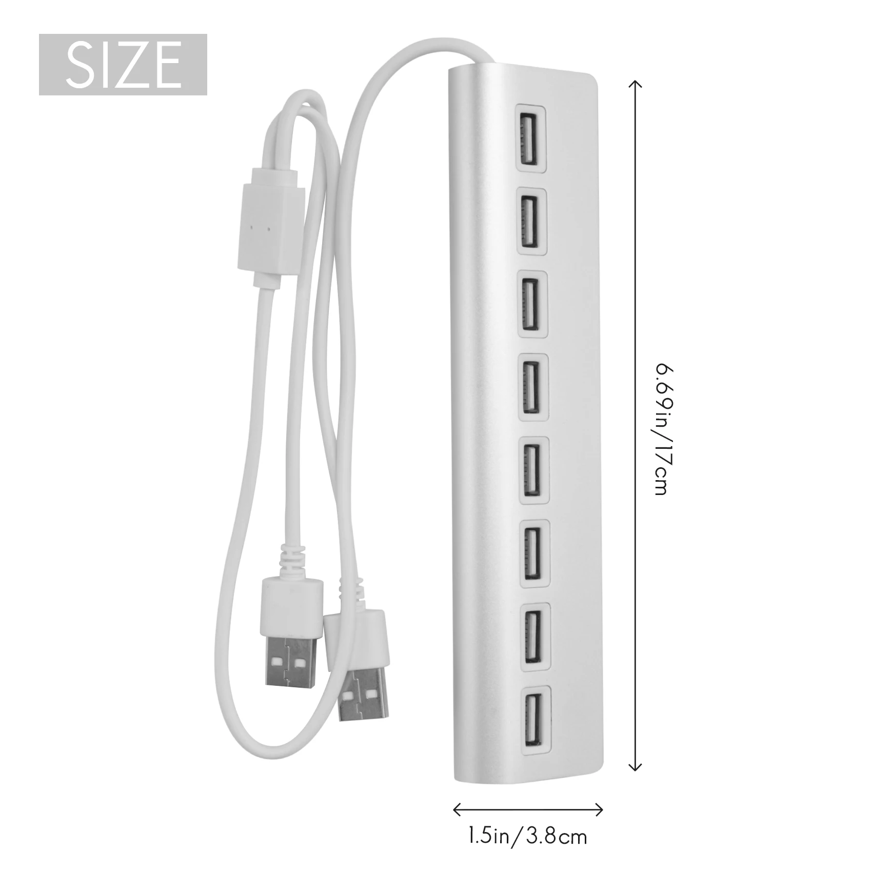 8-Port USB2.0 Hub with Power Supply Multi-Function Expansion Splitter Supports Simultaneous Expansion of Multiple Ports