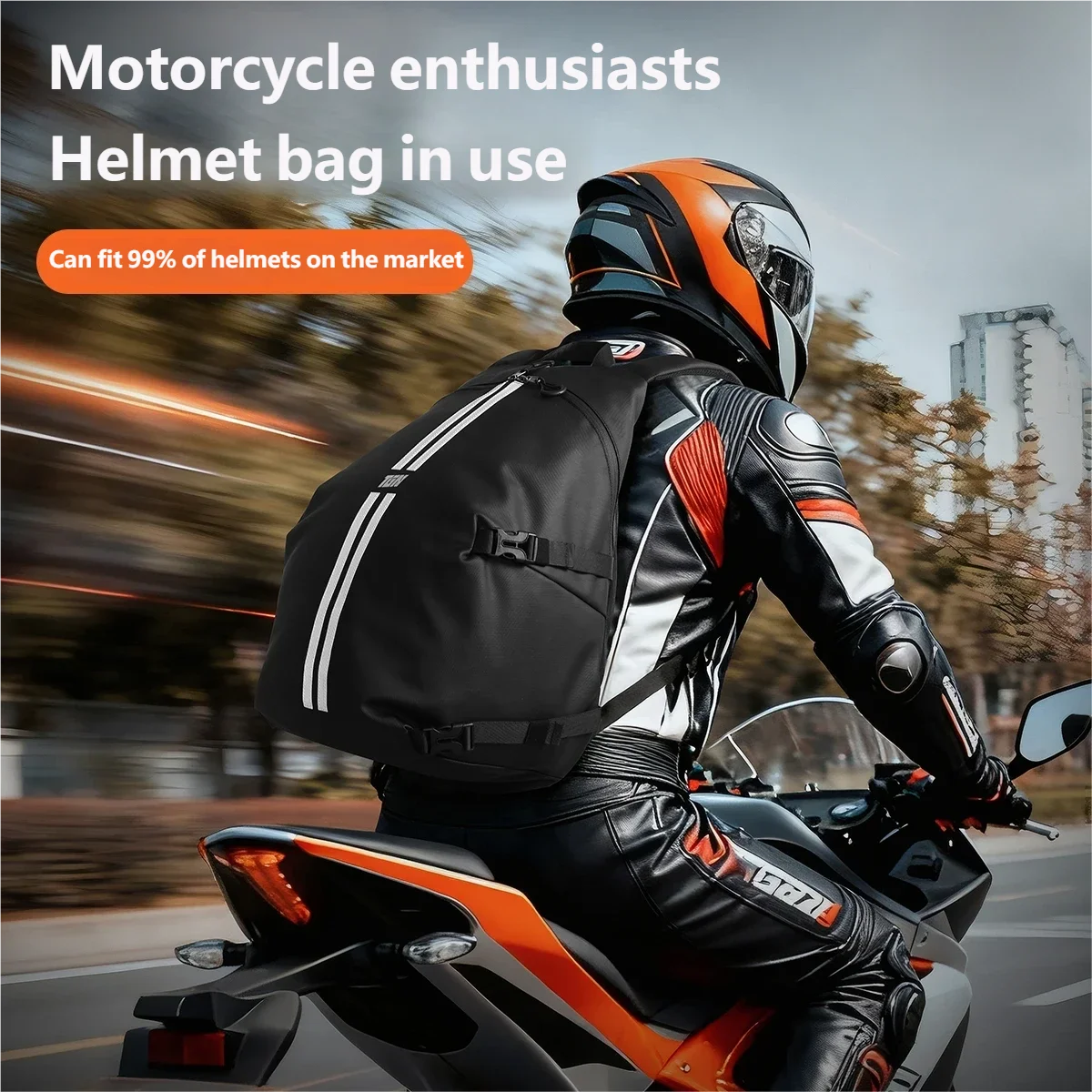 Tigernu 15.6 inch Waterproof Motorcycle Backpack With Reflective Strip Fit For Full Face Helmet For Outdoor Riding