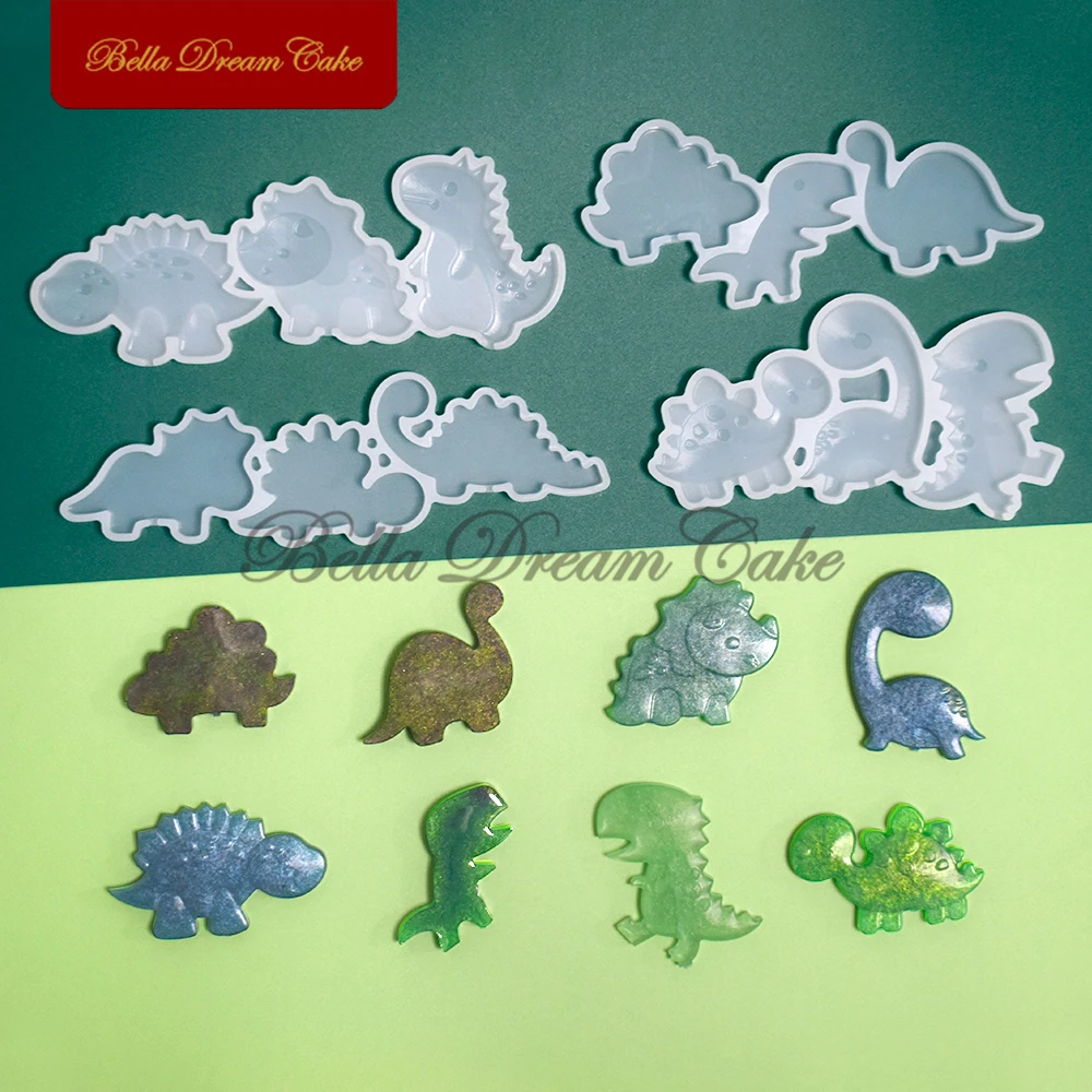 3D Cartoon Dinosaur Lollipop Silicone Mold Sugarcraft Chocolate Mould DIY Cupcake Topper Model Cake Decorating Tools Bakeware