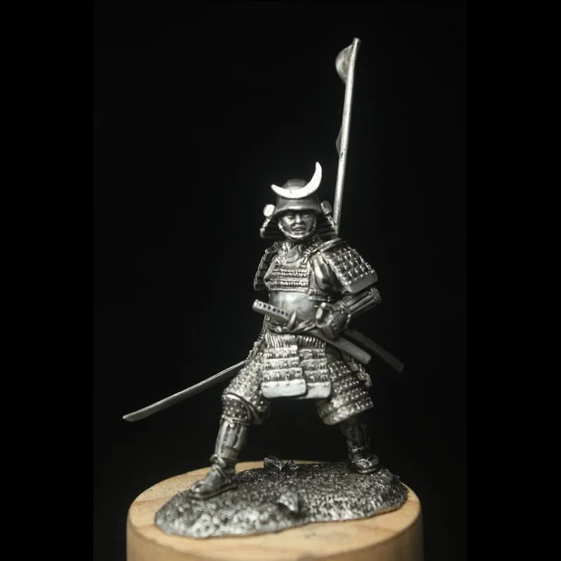 Japanese Warring States Samurai Figuirnes Flag Armor 1/30 60mm Scale Metal Ancient Soldier Model Collection Desktop Ornament