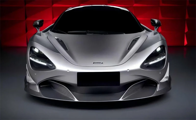 For McLaren 720S Real Carbon Fiber Bumper Front Lip Rear Diffuser Side Skirts Hood Engine Cover Full Body Spoiler Splitter Kit