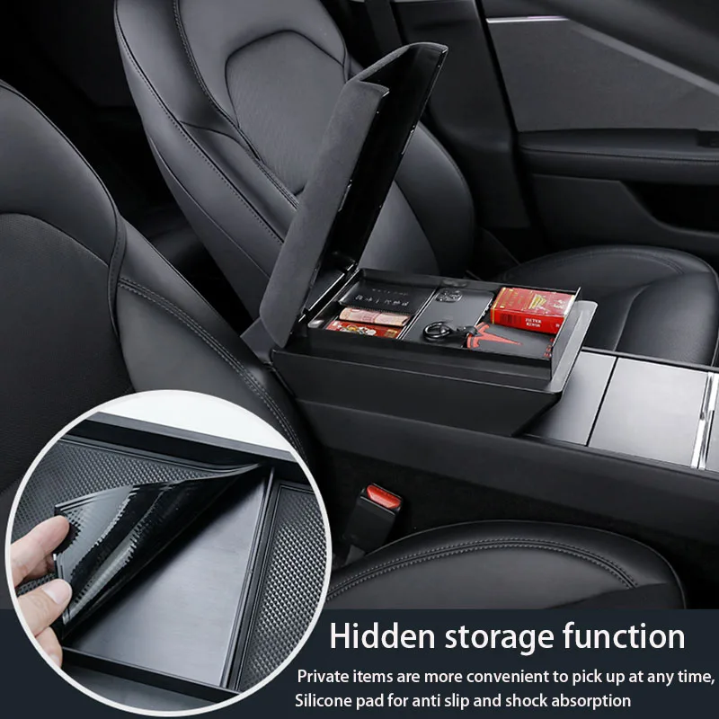 For Tesla Model 3 Y 2023 Accessories Armrest Protector Box Cover Black Soft Suede Center Console Panel Pad Model 3 Highland 2024