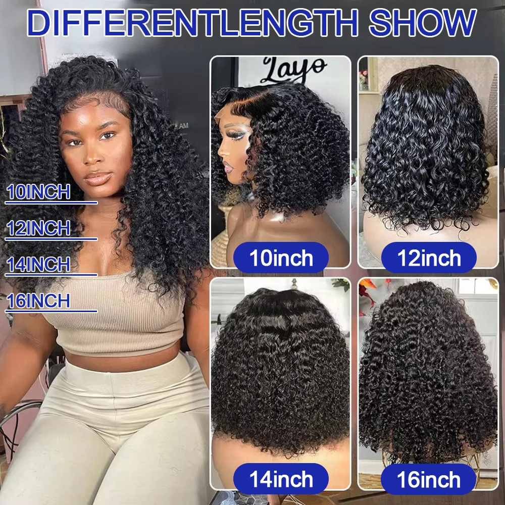 250% Deep Wave 13x6 HD Lace Frontal Wig Short Bob Wigs Glueless Human Hair Water Wave Curly Transparent Lace Front Wig For Women image 5