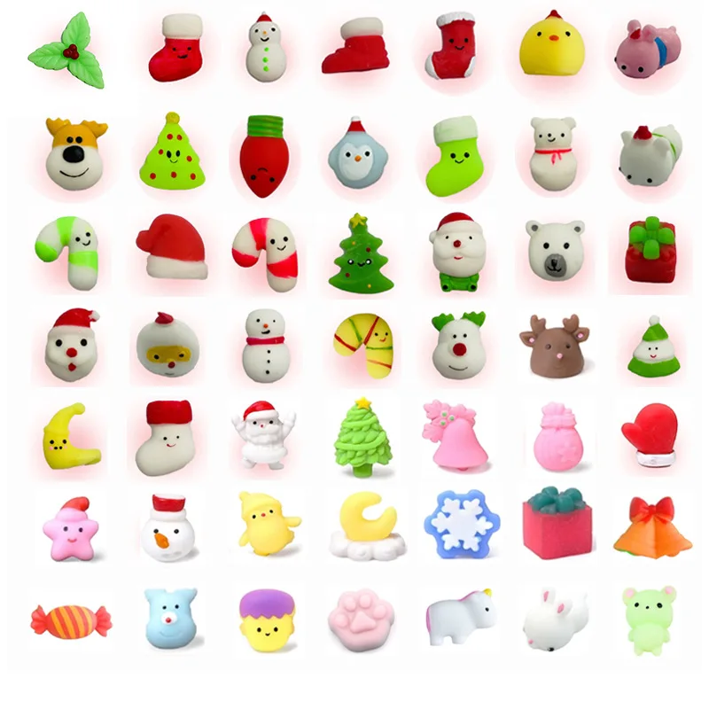 

10Pcs Random Squishy Mochi Slow Rising Toy Santa Claus Mini Kawaii Squeeze Snowman Anti Stress Fidget Toy Christmas Tree Gifts