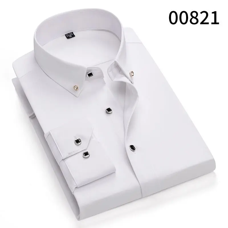 قميص رجالي بأكمام طويلة ، بلون واحد ، خفيف وجيد التهوية ، لا كي ، مقاوم للتجاعيد ، عمل ، كاجوال ، موضة ، جديد ، أربعة مواسم