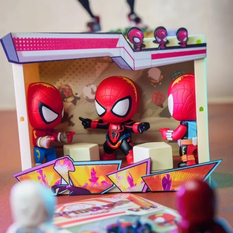 

Коллекционные фигурки Hot Toys Original Spider-Man: Across The Spider-Verse Cosbi Scene Blind Box Spider Punk Anime Figures Mystery Box Gift Toys