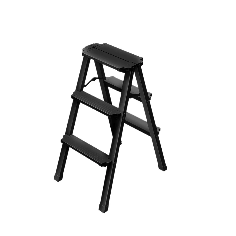 折りたたみ式で厚みのある室内階段-軽量アルミニウム合金のヘリンボーン型はしごと3段スツール
