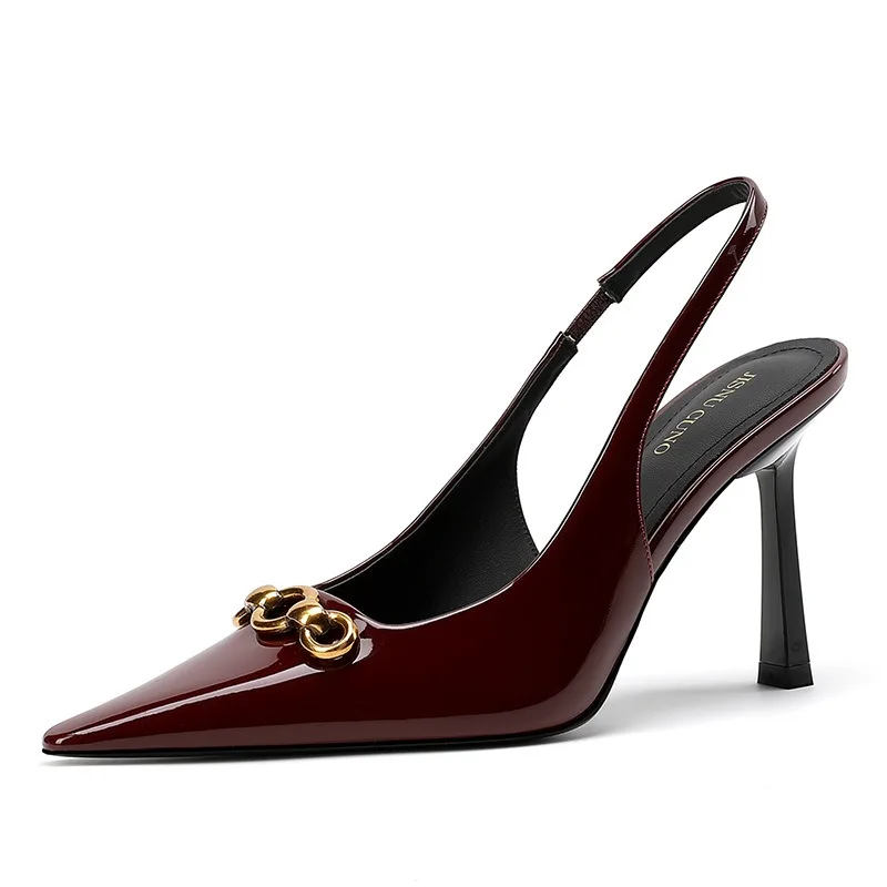 

【Measure your feet length before order】Buckles Luxry Designer Women Stiletto High Heel Pumps Slingback Dress Sandals 177-CHC-33